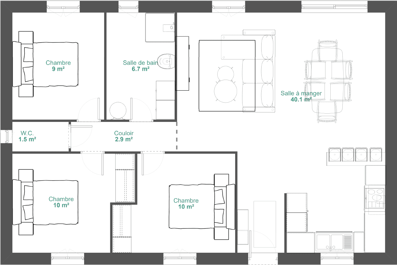 Maison Plain-Pied à Athies-sous-Laon - 80 m² habitables